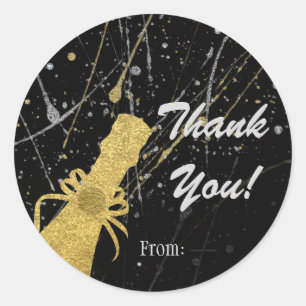 Celebrate Silver & Gold Champagne Party Favour Classic Round Sticker
