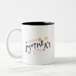Celebrate Simple Happy Mothers Day Playful Hearts Two-Tone Coffee Mug