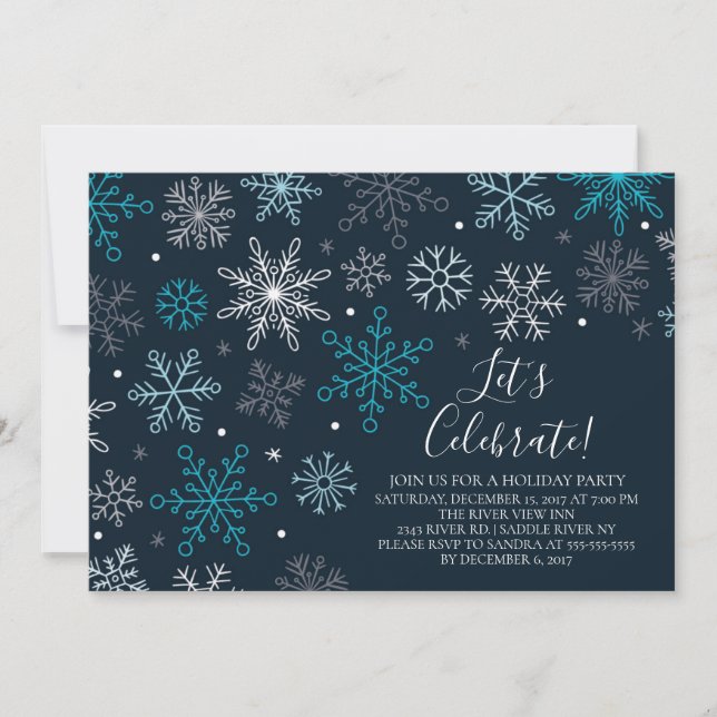 Celebrate Snowflakes Holiday Party Invitation (Front)