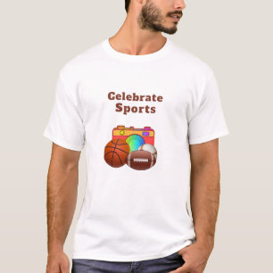 Celebrate Sports Bold Letters White T-Shirt