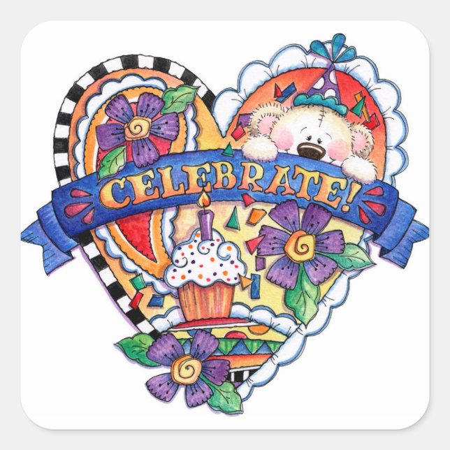 Celebrate! Square Sticker (Front)