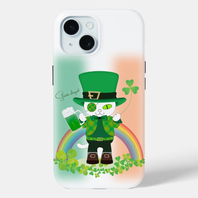 Celebrate St. Patrick's Day with a Lucky Cat Case-Mate iPhone Case (Back)