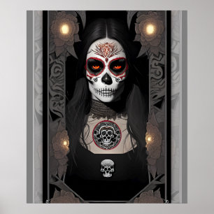 Celebrate Sugar Skull Art - Woman in Makeup Poster