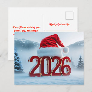 Celebrate the arrival of 2026 with festive winter holiday postcard