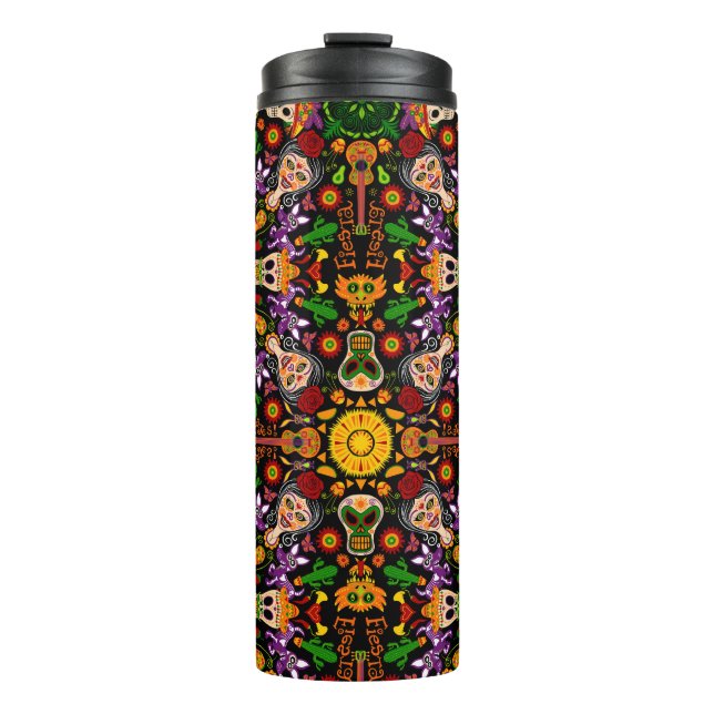 Celebrate the Day of the dead in Mexican style Thermal Tumbler (Front)