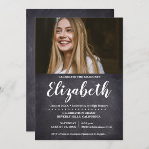 Celebrate the Graduate Photo Chalkboard Graduation Invitation