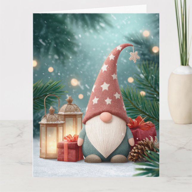 Celebrate the holiday season with gnome card (Front)