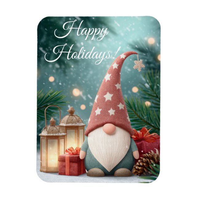 Celebrate the holiday season with gnome magnet (Vertical)