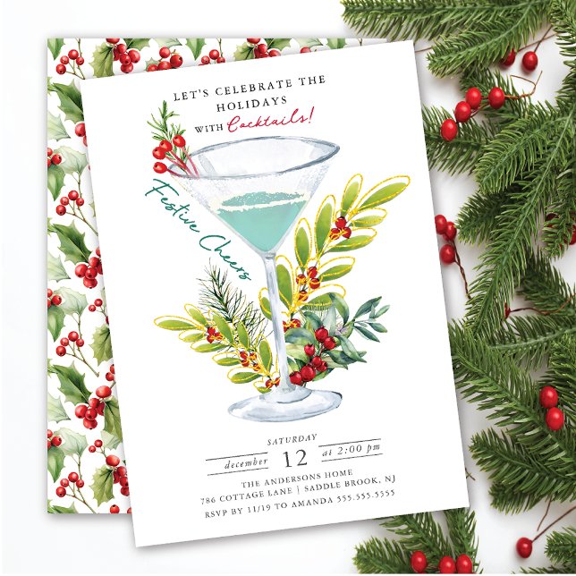 Celebrate the Holidays Christmas Cocktail Party Invitation (Creator Uploaded)