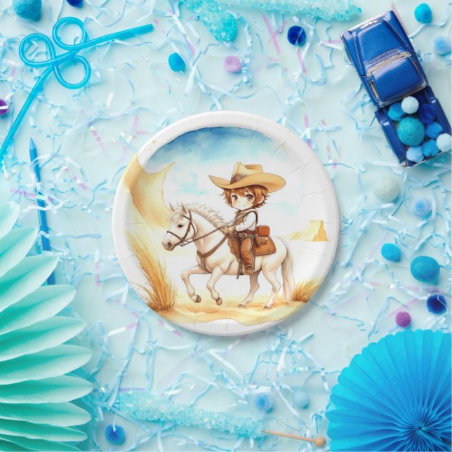 Celebrate the Little Cowboy Baby Shower Paper Plate (Party)