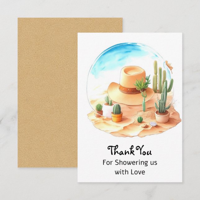 Celebrate the Little Cowboy: Western Baby Shower Thank You Card (Front/Back)