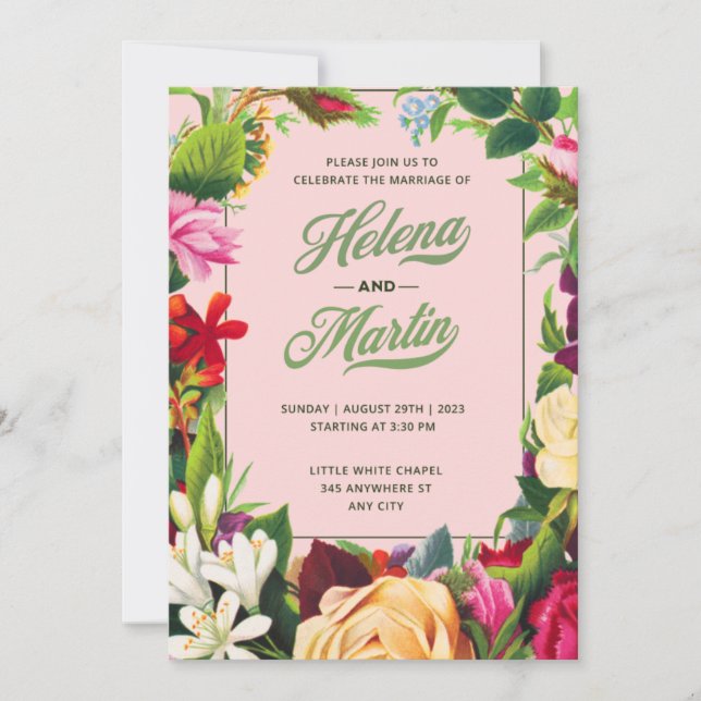 Celebrate the Marriage with Floral Wedding Style  Invitation (Front)