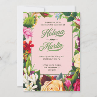 Celebrate the Marriage with Floral Wedding Style  Invitation