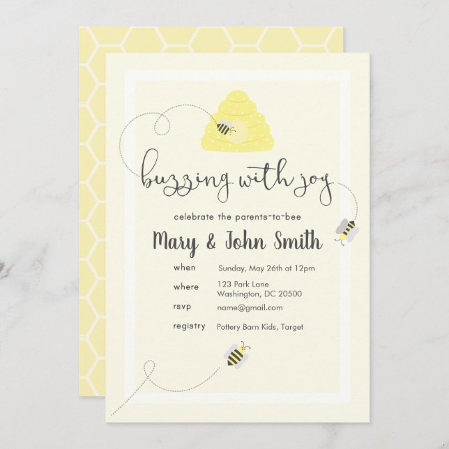 Celebrate the Parents-to-Bee Invitation (Front/Back)