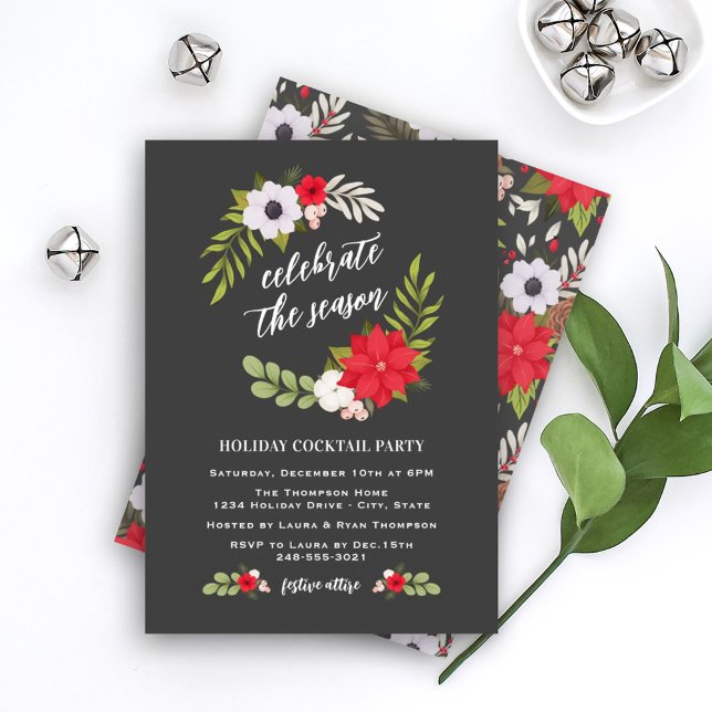 Celebrate the Season Christmas Greenery Wreath Invitation (Creator Uploaded)