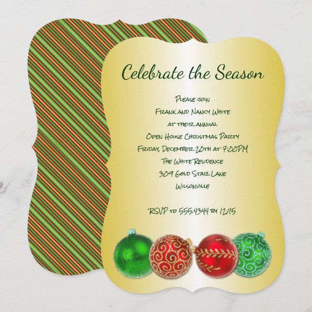 Celebrate the Season Gold Christmas Party Invitation (Front/Back)