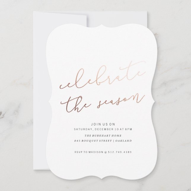 CELEBRATE THE SEASON PARTY INVITATION // GOLD FOIL (Front)