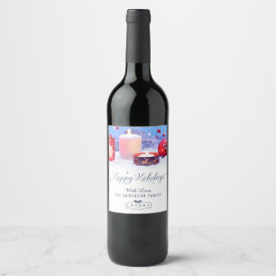 Celebrate the Season Peaceful Happy Holiday Cheers Wine Label