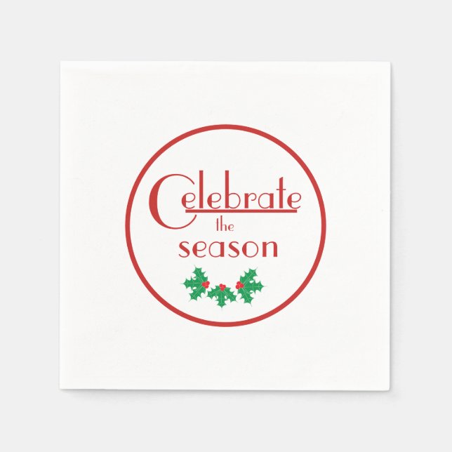 Celebrate the Season| Red and White Napkin (Front)