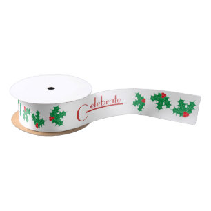 Celebrate the Season Red and White Satin Ribbon