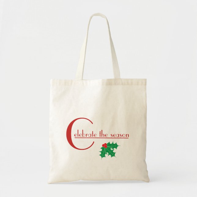 Celebrate the Season | Red and white tote bag (Front)