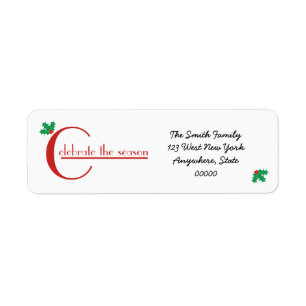 Celebrate the Season red white address label