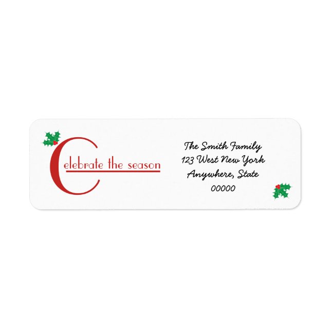Celebrate the Season | red white address label (Front)