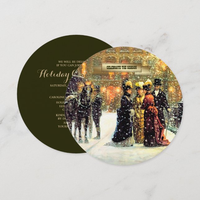 Celebrate the Season. Vintage Art Holiday Party  Invitation (Front/Back)