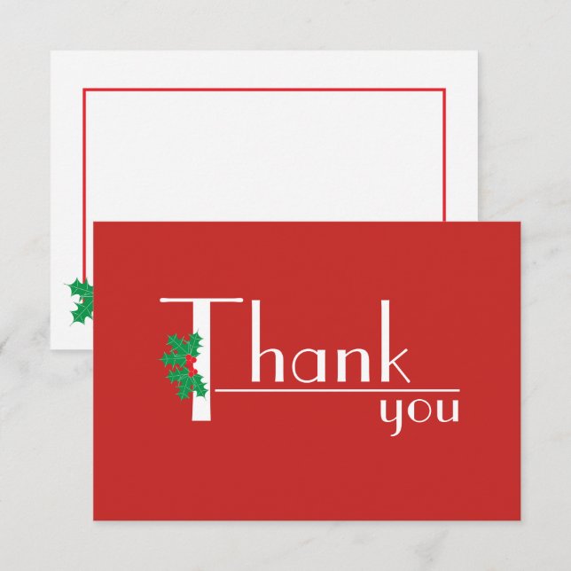 Celebrate the Season White on Red thank you card (Front/Back)