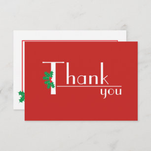 Celebrate the Season White on Red thank you card