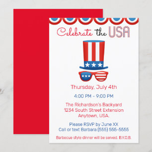 Celebrate the USA 4th of July BBQ Party Invitation