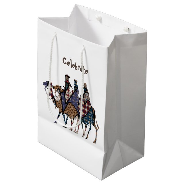 Celebrate Three Kings Day Medium Gift Bag (Front Angled)