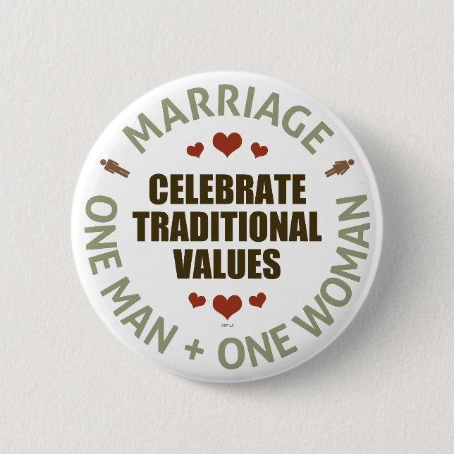 Celebrate Traditional Values 6 Cm Round Badge (Front)