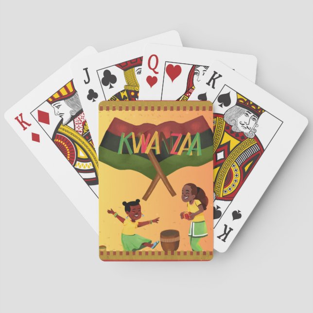 "Celebrate Unity: A Joyful Kwanzaa Gathering" Playing Cards (Back)
