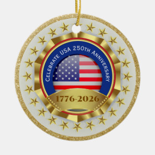 Celebrate USA 250th Anniversary – 1776-2026  Ceramic Tree Decoration