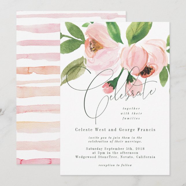 celebrate watercolor. invitation (Front/Back)
