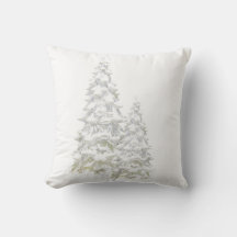Celebrate Winter Snowy Tree Throw Pillow