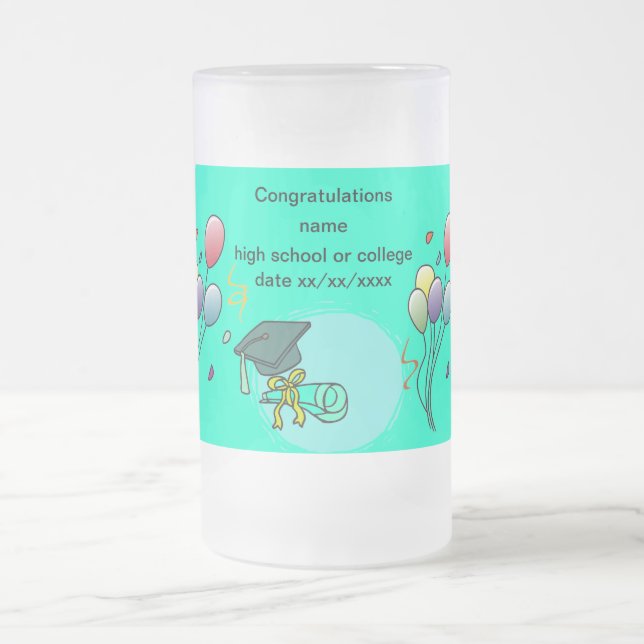 Celebrate with Balloons - Frosted Glass Beer Mug (Center)