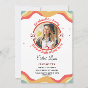 Celebrate with Groovy Retro Graduation Invitations