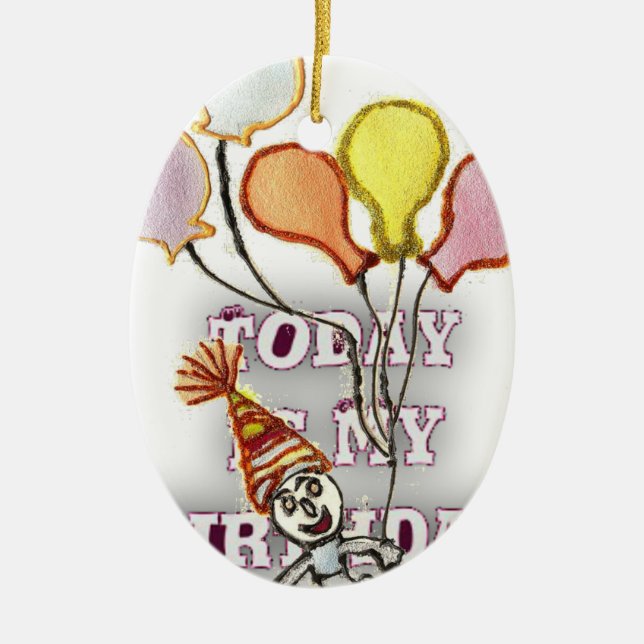 Celebrate with Our Playful Birthday Greeting Happy Ceramic Tree Decoration (Front)