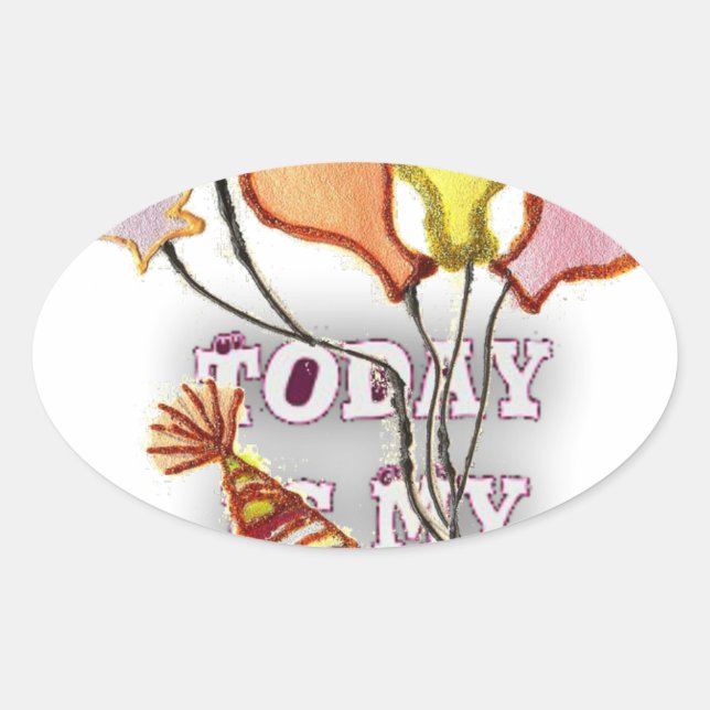 Celebrate with Our Playful Birthday Greeting Happy Oval Sticker (Front)