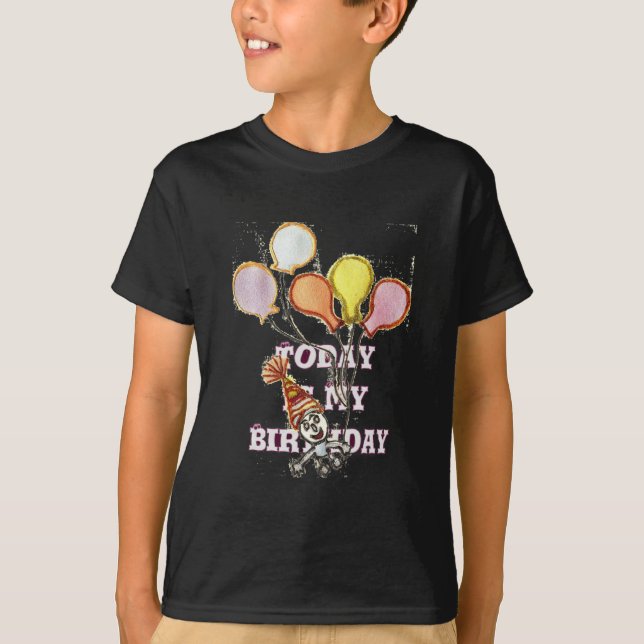 Celebrate with Our Playful Birthday Greeting Happy T-Shirt (Front)