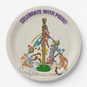 Celebrate With Pride Maypole Cats Party  Paper Plate