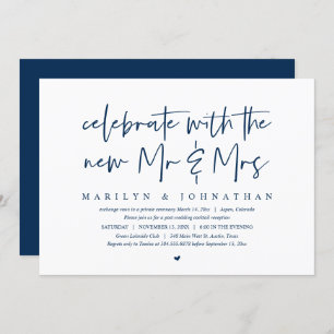 Celebrate with the new Mr and Mrs, Elopement Invit Invitation