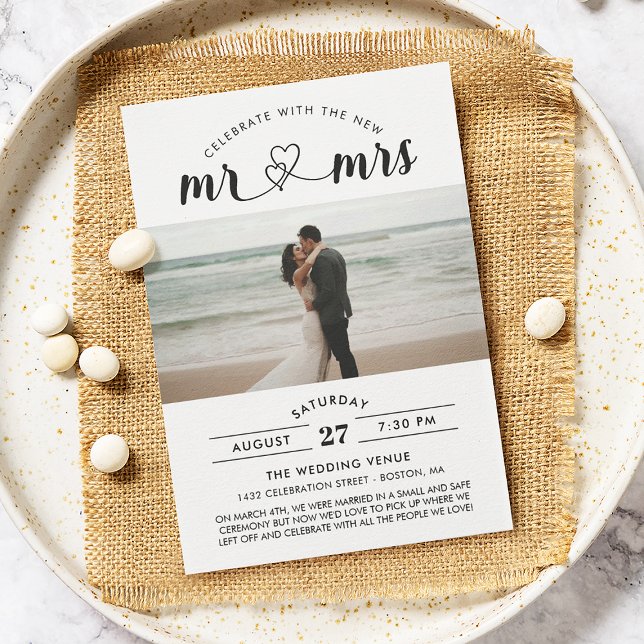 Celebrate With The New Mr & Mrs Photo Wedding Invitation (Creator Uploaded)