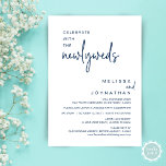 Celebrate With The Newlyweds, Wedding Dinner Invitation<br><div class="desc">Wedding elopement dinner and party invitation card (Celebrate With The Newlyweds),  in Modern minimalist,  Navy Blue themed. It is perfect for your wedding elopement reception / post wedding celebration invitation.</div>