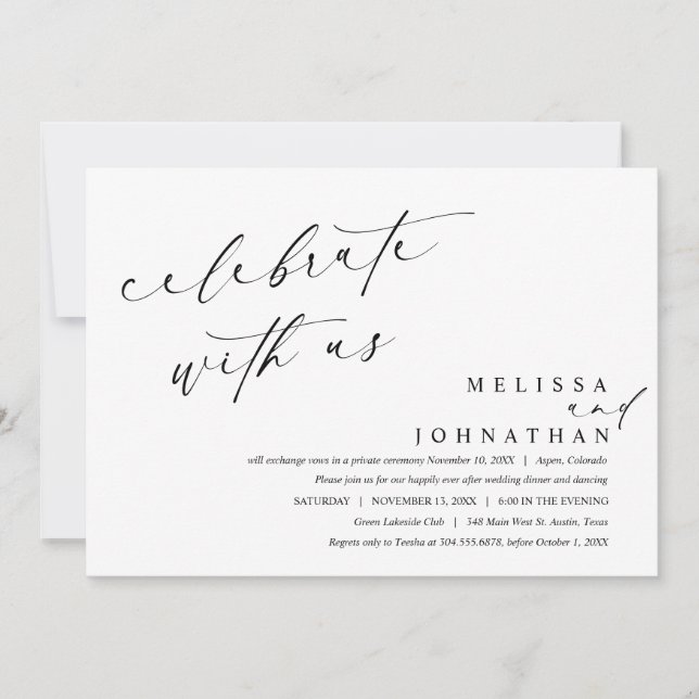 Celebrate with the newlyweds, Wedding Dinner Invitation (Front)