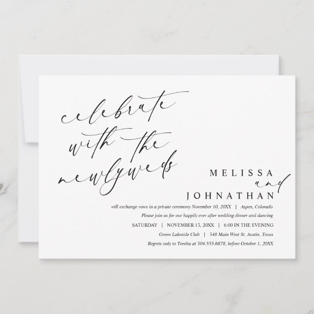 Celebrate with the newlyweds, Wedding Dinner Invitation (Front)