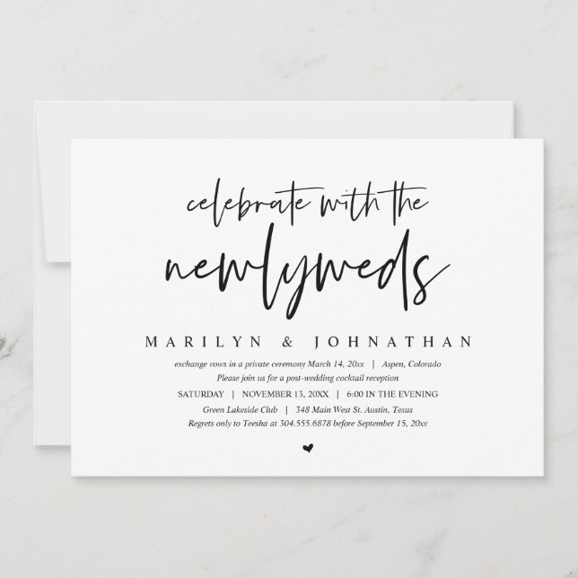 Celebrate with the newlyweds, Wedding Elopement In Invitation (Front)