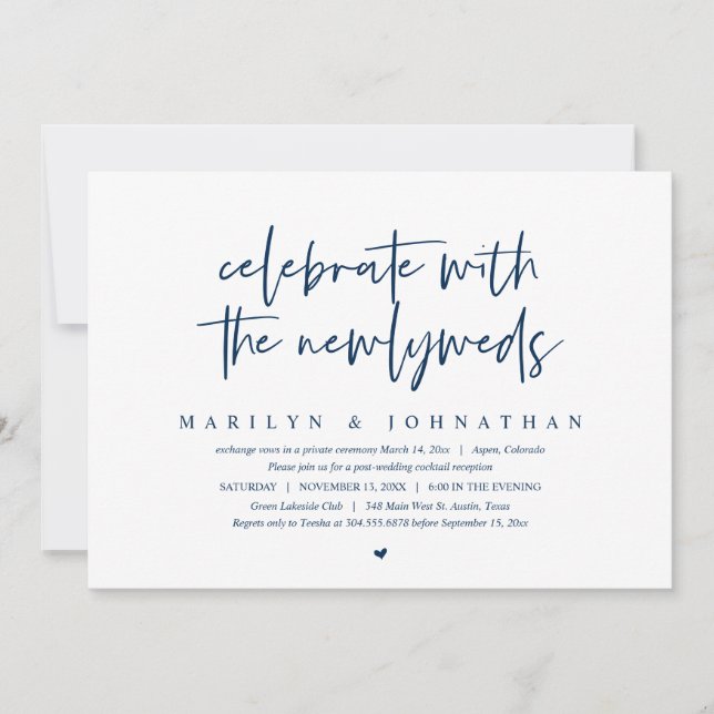 Celebrate with the newlyweds, Wedding Elopement In Invitation (Front)